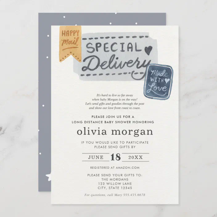 Long Distance Baby Shower By Mail Invitation Zazzle Com
