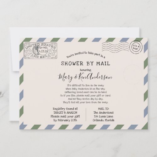 Long Distance Baby Shower by Mail Invitation