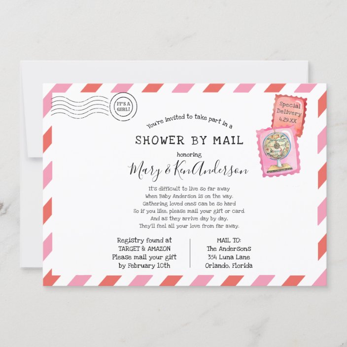 Long Distance Baby Shower By Mail Invitation Zazzle Com