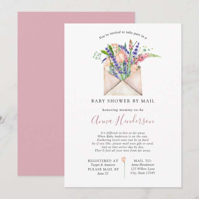 Long Distance Baby Shower by Mail Invitation (Front/Back)