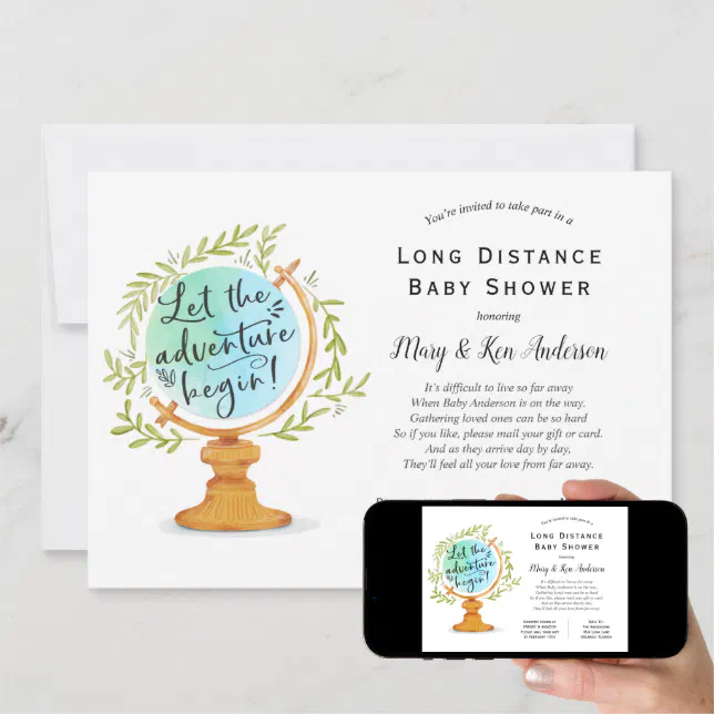 Long Distance Baby Shower by Mail Invitation Zazzle