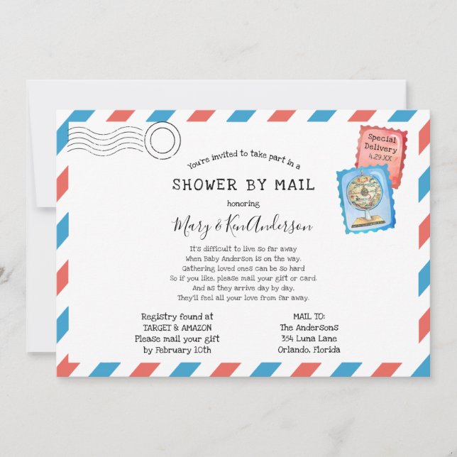 Long Distance Baby Shower by Mail Invitation (Front)