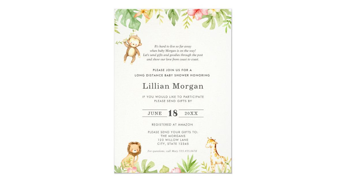 Long Distance Baby Shower By Mail Invitation Zazzle Com