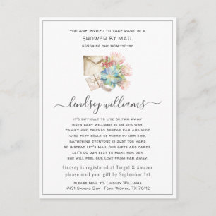 Long Distance Baby Shower by Mail Invitation Postcard