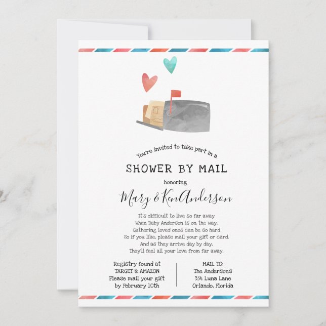 Long Distance Baby Shower by Mail with borders Invitation (Front)