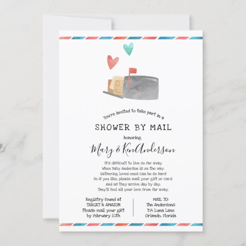 Long Distance Baby Shower by Mail with borders Invitation