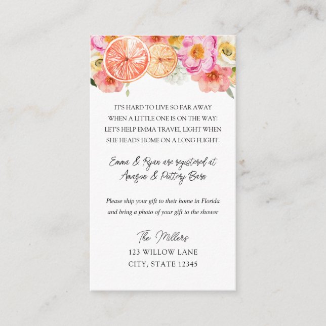 Long distance baby shower insert (Front)