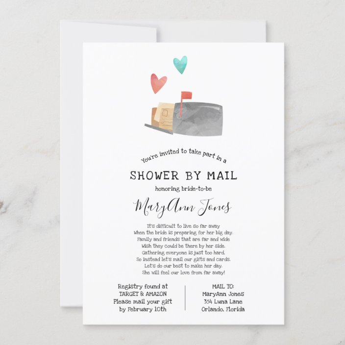 Long Distance Bridal Shower by Mail Invitation Zazzle