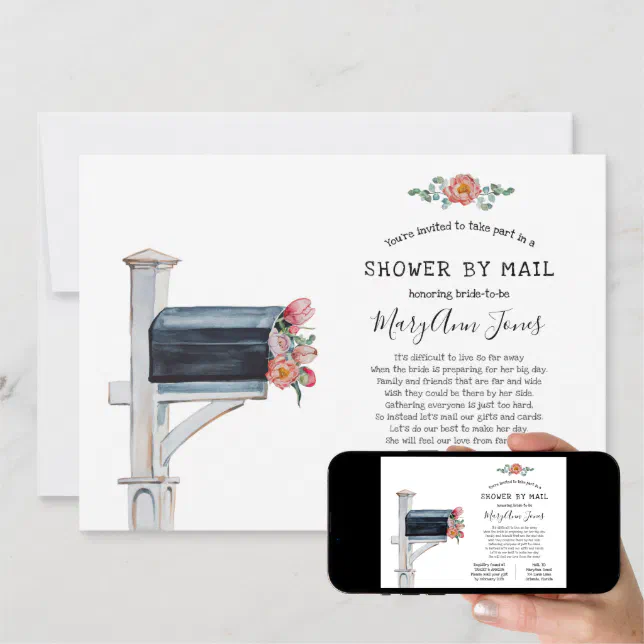 Long Distance Bridal Shower by Mail Invitation Zazzle