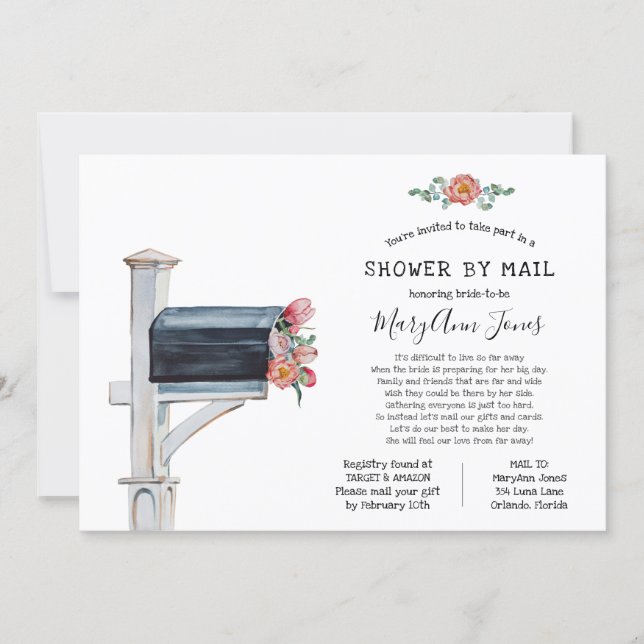 Long Distance Bridal Shower by Mail Invitation (Front)