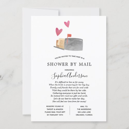 Long Distance Bridal Shower by Mail Invitation