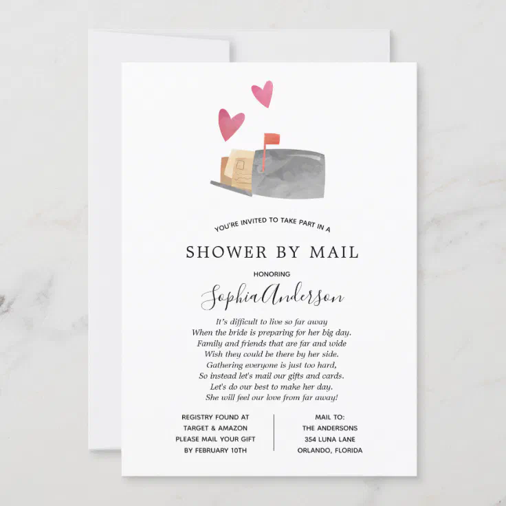 Long Distance Bridal Shower by Mail Invitation Zazzle