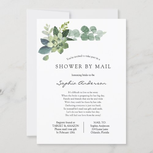 Long Distance Bridal Shower by Mail Invitation