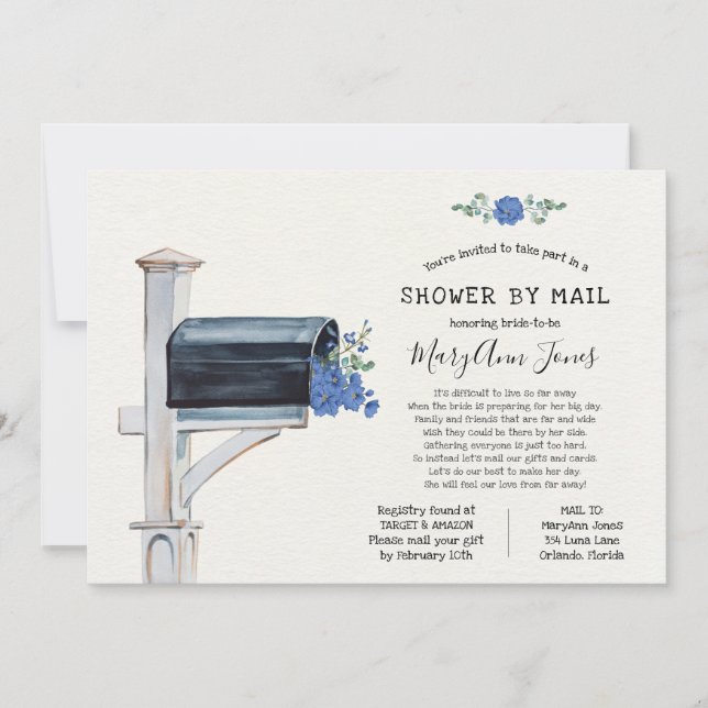 Long Distance Bridal Shower by Mail Invitation (Front)