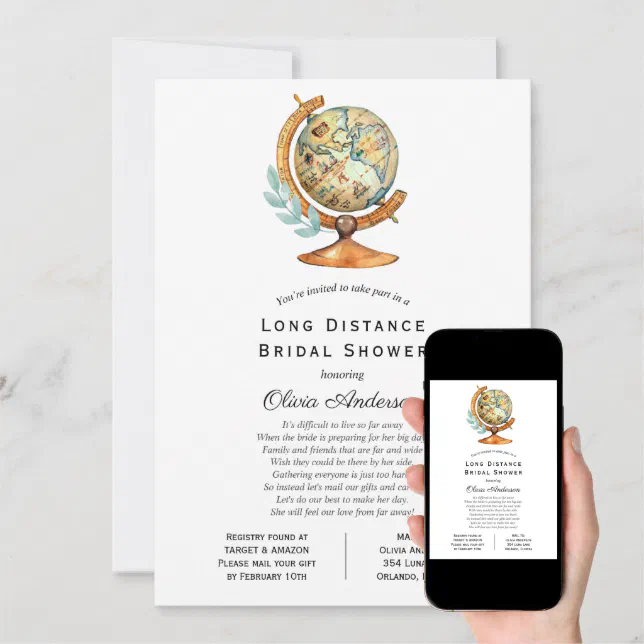 Long Distance Bridal Shower by Mail Invitation Zazzle