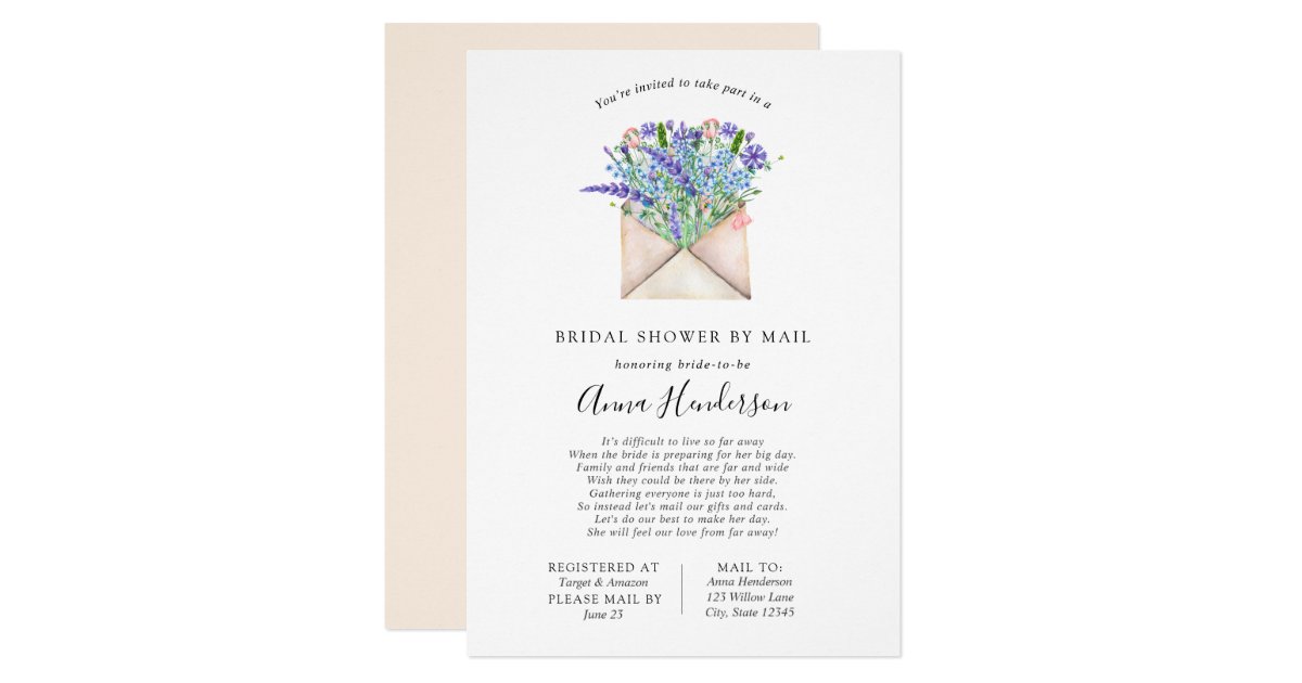 Long Distance Bridal Shower by Mail Invitation | Zazzle.com