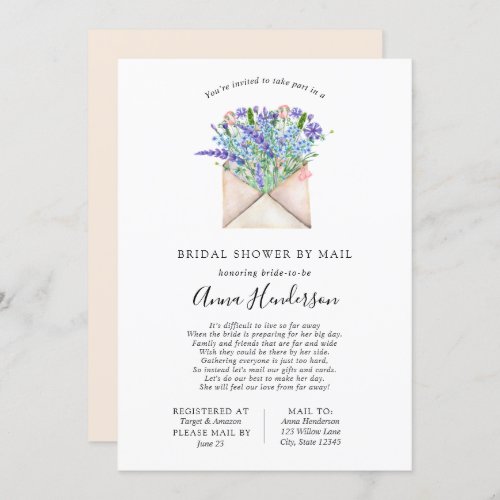 Long Distance Bridal Shower by Mail Invitation