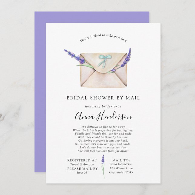 Long Distance Bridal Shower by Mail Invitation (Front/Back)