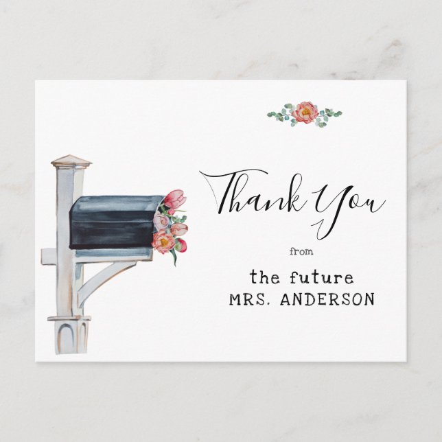 Long Distance Bridal Shower by Mail Thank You Postcard (Front)