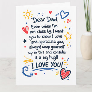 Long Distance Dear Dad Big Hug Love You Card