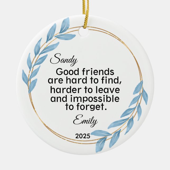 Long Distance Friendship Gift, Bestie gift Ceramic Ornament (Front)