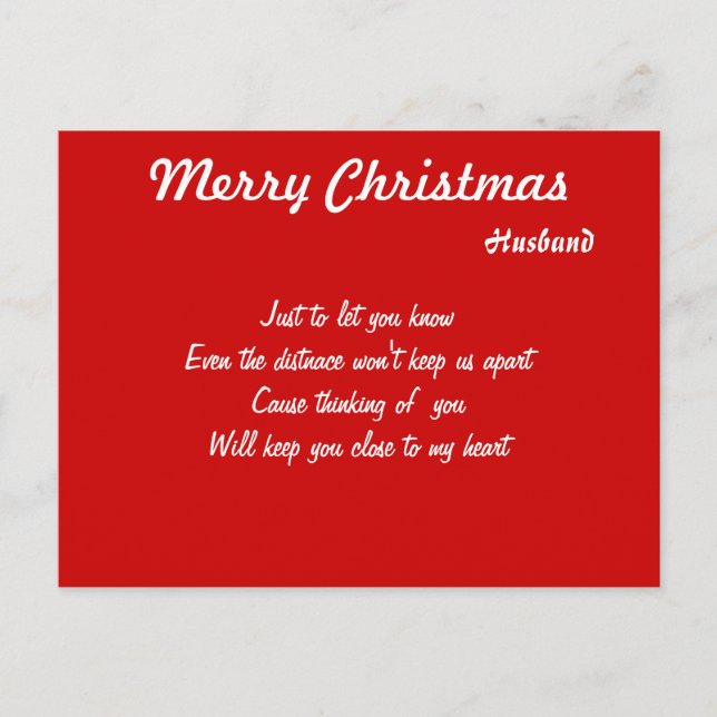 Long distance husband christmas postcards (Front)