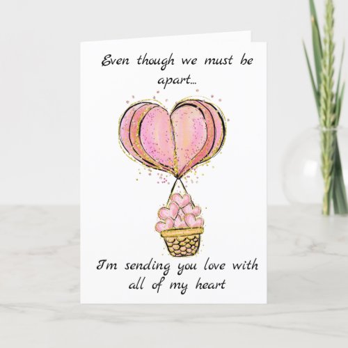 Long Distance Love Hot Air Balloon Valentines Day Holiday Card