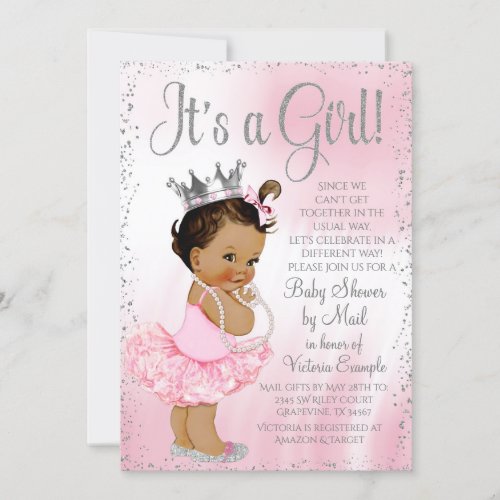 Long Distance Mail Ethnic Princess Baby Shower Invitation