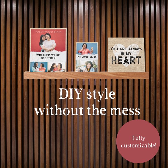 Long Distance Mother's Day DIY Look Collage Picture Ledge (Photo collage picture ledge with five photos is perfect for a long-distance gift mom will love)