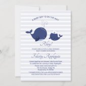 Long Distance Nautical Blue Whale Boy Baby Shower Invitation (Front)