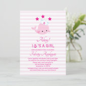 Long Distance Nautical Pink Whale Girl Baby Shower Invitation (Standing Front)