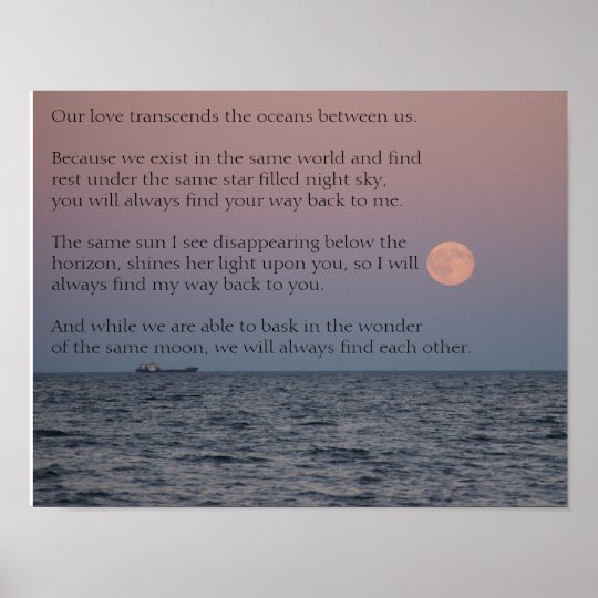 Long Distance Relationship Love Poetry Poster | Zazzle.com
