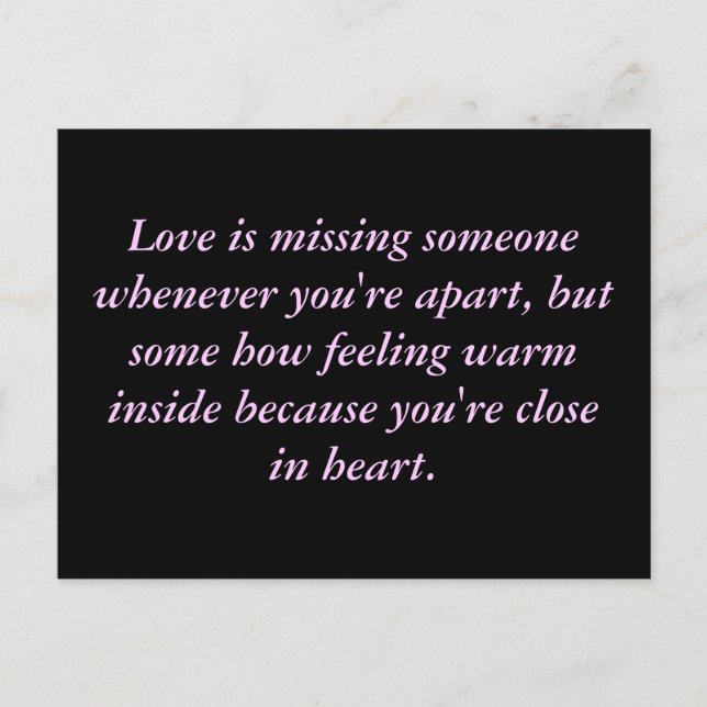 Long Distance Relationship Post Card (Front)