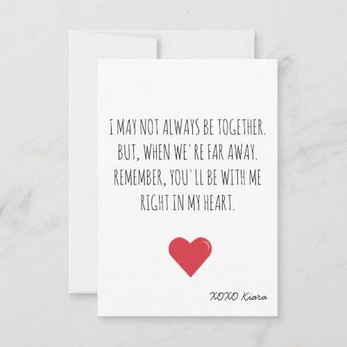 Long Distance Relationship Valentines day card