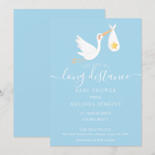 Long Distance Shower By Mail Stork Star Blue Invitation