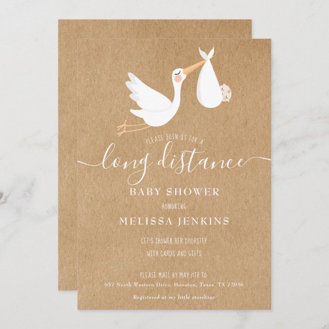 Long Distance Shower / Sprinkle By Mail Invitation (Front/Back)