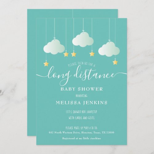 Long Distance Shower  Sprinkle By Mail Invitation