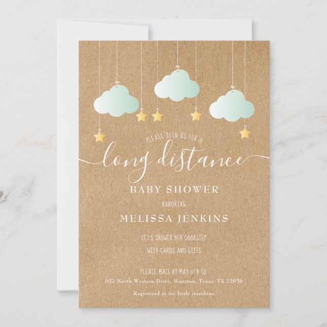 Long Distance Shower / Sprinkle By Mail Invitation (Front)