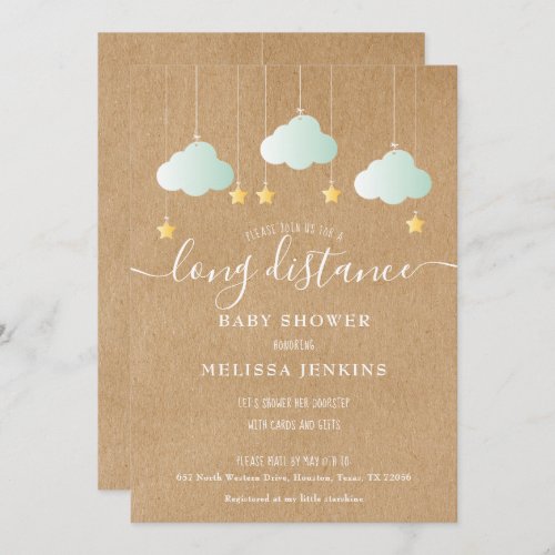 Long Distance Shower  Sprinkle By Mail Invitation