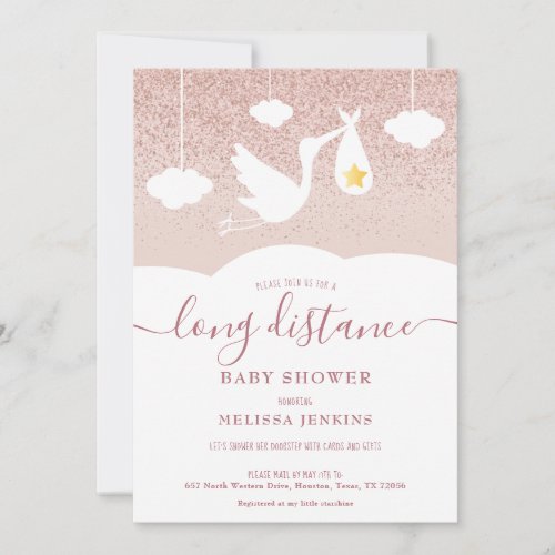 Long Distance Shower  Sprinkle By Mail Invitation