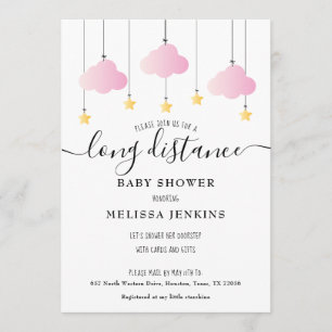 Long Distance Shower Sprinkle By Mail Pink Invitation
