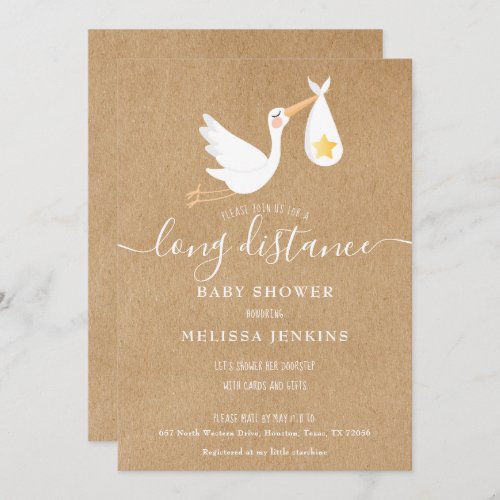 Long Distance Shower Sprinkle By Mail Rustic Invitation