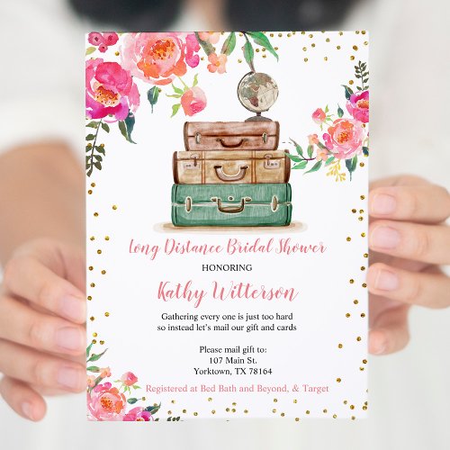 Long Distance Travel Themed Bridal Shower Invitation