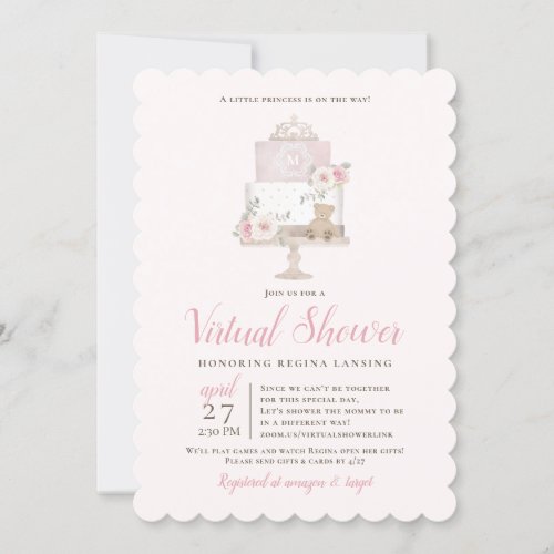 Long Distance Virtual Baby Shower Tiara Cake Invitation