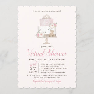 Long Distance Virtual Baby Shower Tiara Cake Invitation