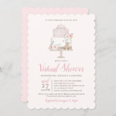 Long Distance Virtual Baby Shower Tiara Cake Invitation (Front/Back)
