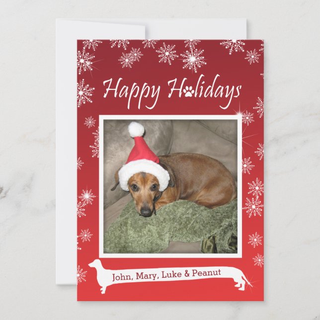 Long Dog Snowflake Christmas Card (Front)