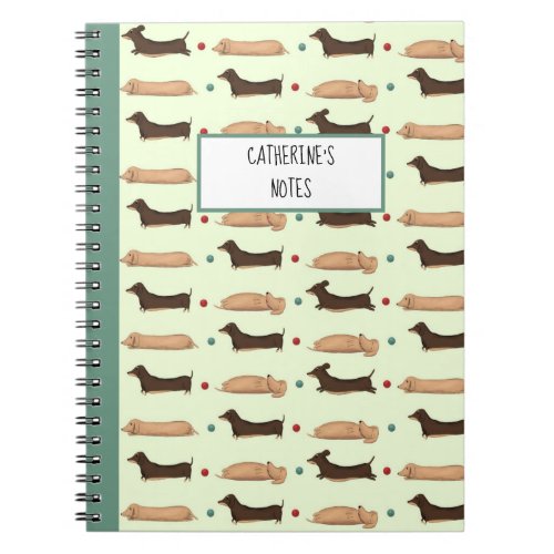 Long Dogs _ Dachshunds Green Notebook