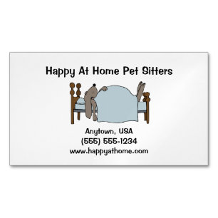 Long Ear Dog Sleeping in Human Bed Business Card Magnet