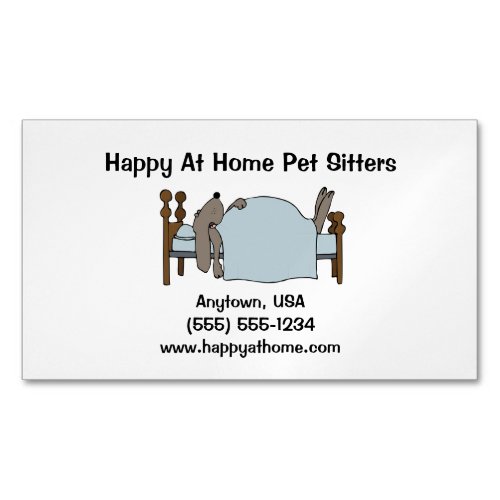 Long Ear Dog Sleeping in Human Bed  Business Card Magnet